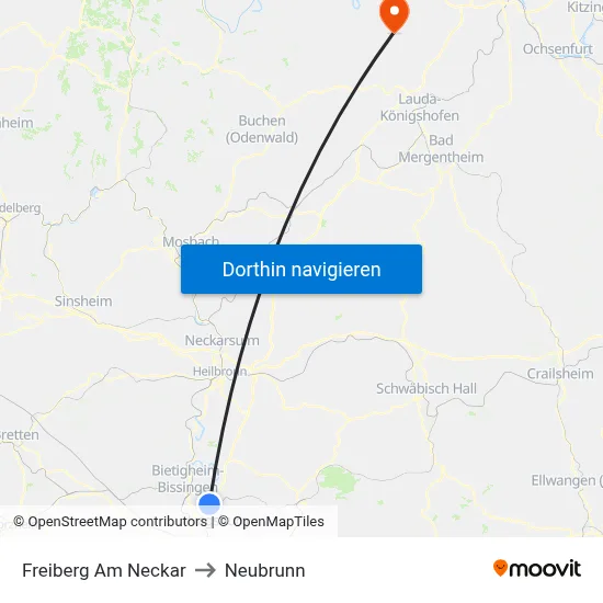 Freiberg Am Neckar to Neubrunn map