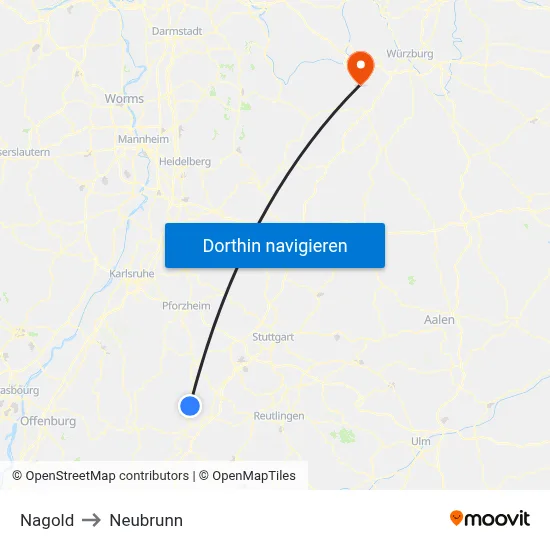 Nagold to Neubrunn map