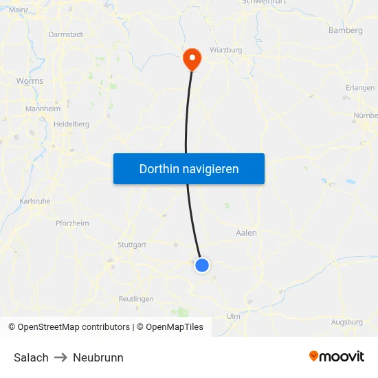Salach to Neubrunn map