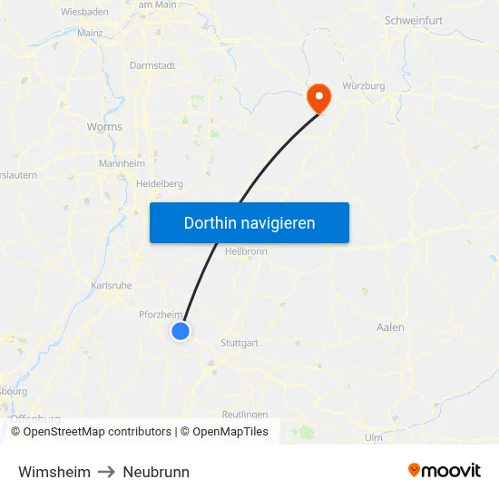 Wimsheim to Neubrunn map