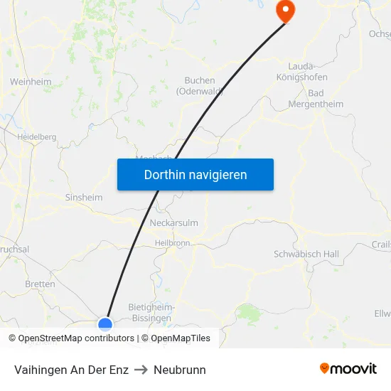 Vaihingen An Der Enz to Neubrunn map