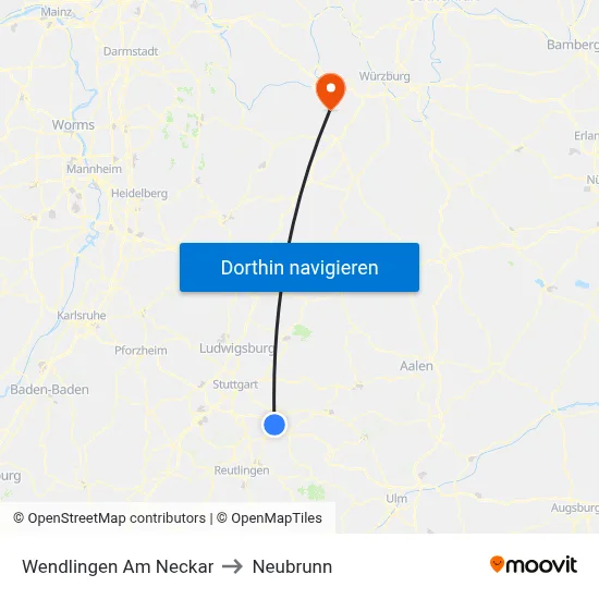 Wendlingen Am Neckar to Neubrunn map
