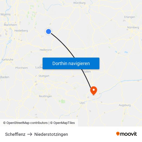 Schefflenz to Niederstotzingen map