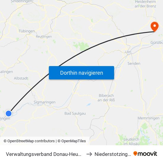Verwaltungsverband Donau-Heuberg to Niederstotzingen map