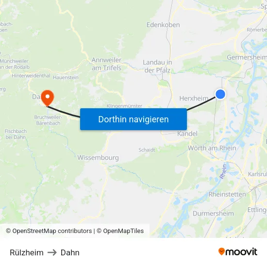 Rülzheim to Dahn map