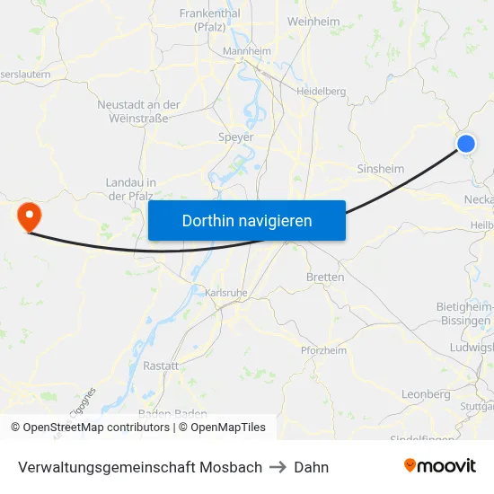 Verwaltungsgemeinschaft Mosbach to Dahn map