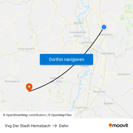 Vvg Der Stadt Hemsbach to Dahn map