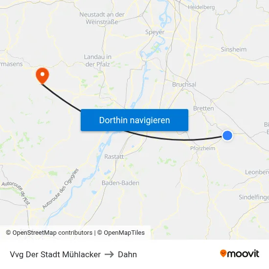 Vvg Der Stadt Mühlacker to Dahn map