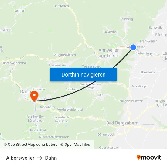 Albersweiler to Dahn map