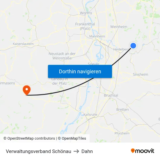 Verwaltungsverband Schönau to Dahn map