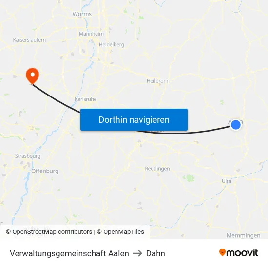 Verwaltungsgemeinschaft Aalen to Dahn map
