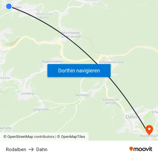 Rodalben to Dahn map
