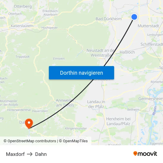 Maxdorf to Dahn map