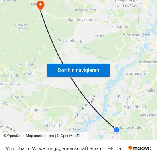 Vereinbarte Verwaltungsgemeinschaft Sinzheim to Dahn map