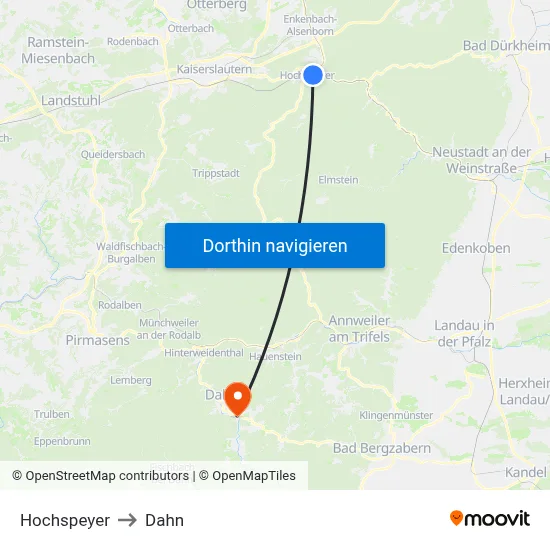 Hochspeyer to Dahn map