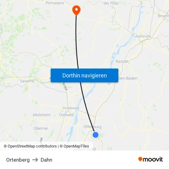 Ortenberg to Dahn map