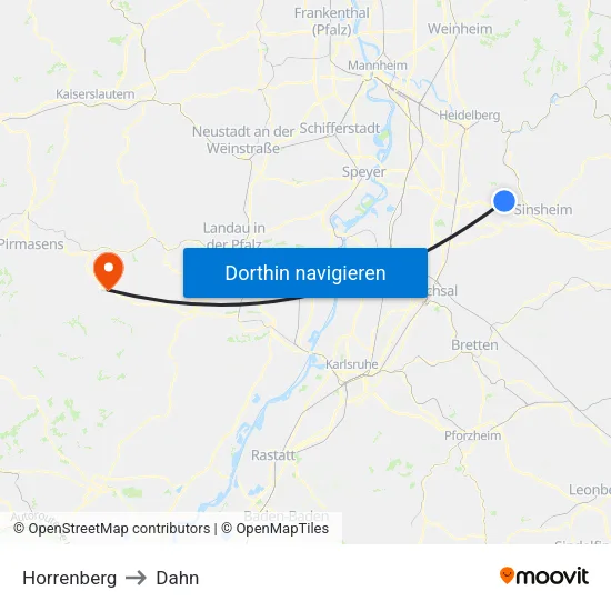 Horrenberg to Dahn map