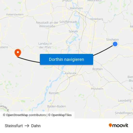 Steinsfurt to Dahn map