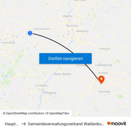 Hauptstuhl to Gemeindeverwaltungsverband Waldenbuch / Steinenbronn map