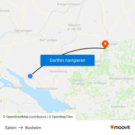 Salem to Buxheim map