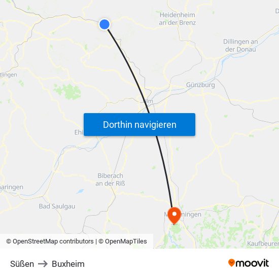 Süßen to Buxheim map