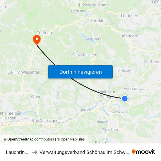 Lauchringen to Verwaltungsverband Schönau Im Schwarzwald map