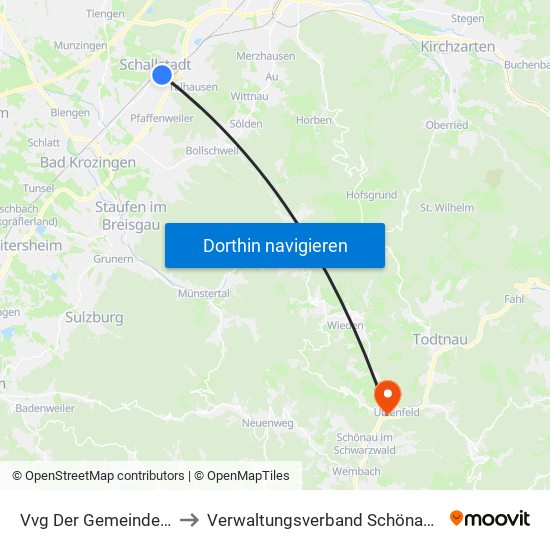 Vvg Der Gemeinde Schallstadt to Verwaltungsverband Schönau Im Schwarzwald map