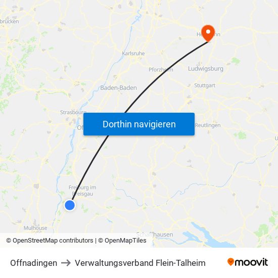 Offnadingen to Verwaltungsverband Flein-Talheim map