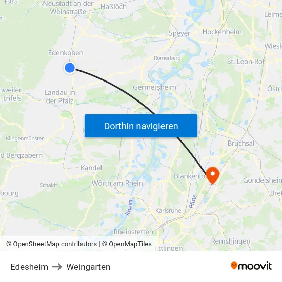 Edesheim to Weingarten map