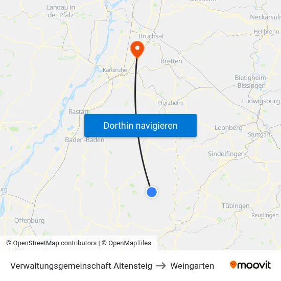 Verwaltungsgemeinschaft Altensteig to Weingarten map