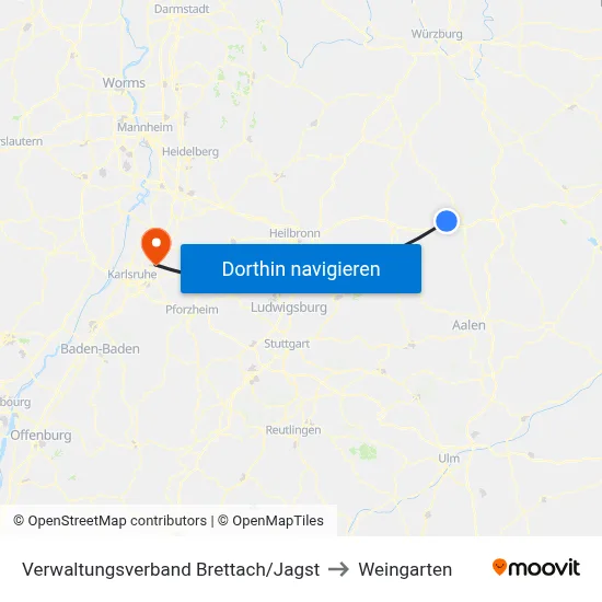 Verwaltungsverband Brettach/Jagst to Weingarten map