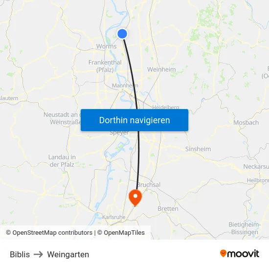 Biblis to Weingarten map