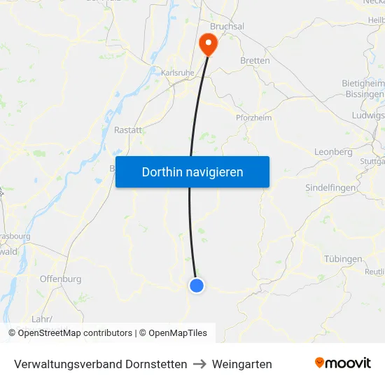 Verwaltungsverband Dornstetten to Weingarten map