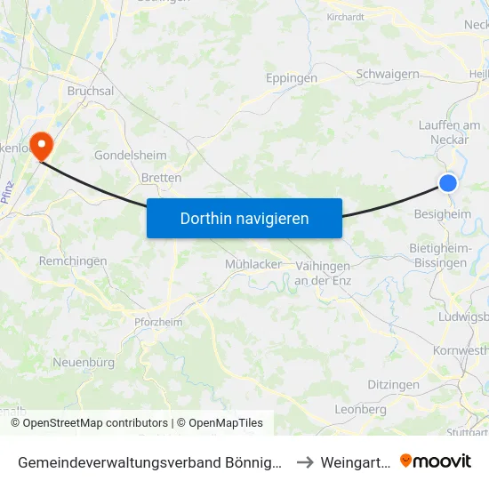 Gemeindeverwaltungsverband Bönnigheim to Weingarten map
