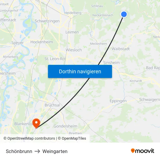 Schönbrunn to Weingarten map