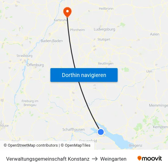 Verwaltungsgemeinschaft Konstanz to Weingarten map