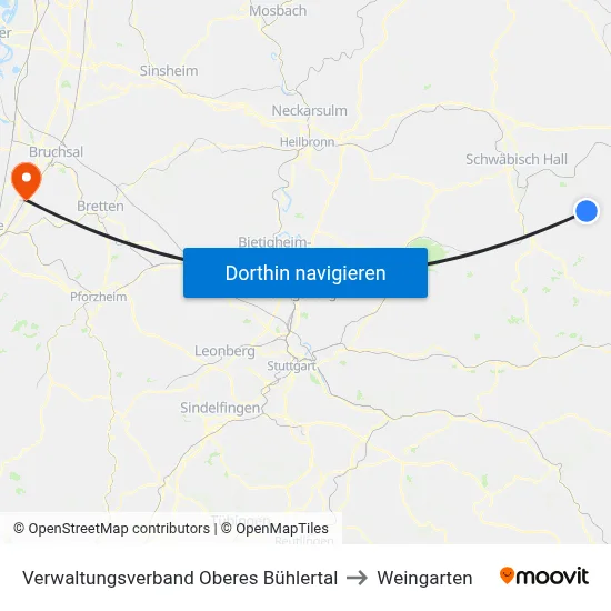 Verwaltungsverband Oberes Bühlertal to Weingarten map