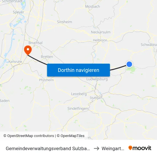 Gemeindeverwaltungsverband Sulzbach to Weingarten map