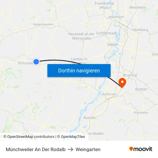Münchweiler An Der Rodalb to Weingarten map