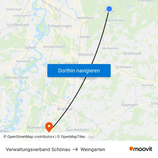 Verwaltungsverband Schönau to Weingarten map