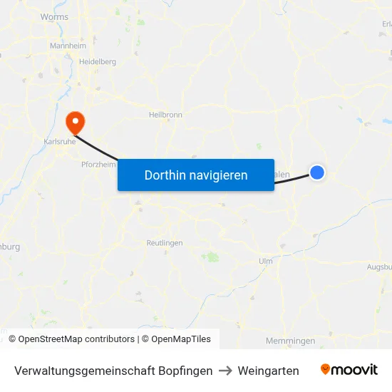 Verwaltungsgemeinschaft Bopfingen to Weingarten map