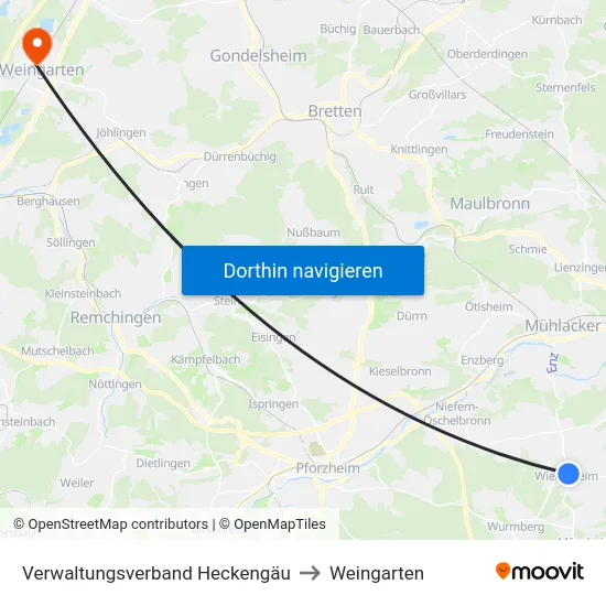 Verwaltungsverband Heckengäu to Weingarten map