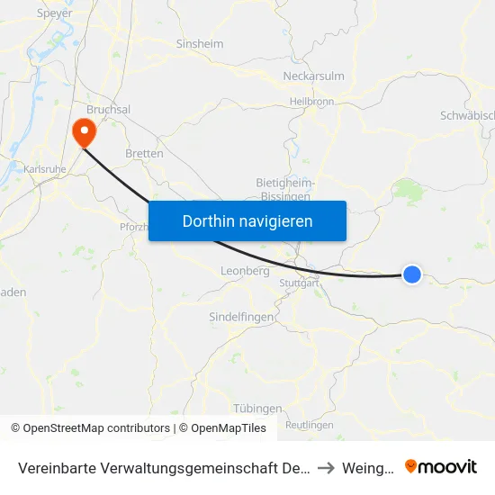 Vereinbarte Verwaltungsgemeinschaft Der Stadt Schorndorf to Weingarten map