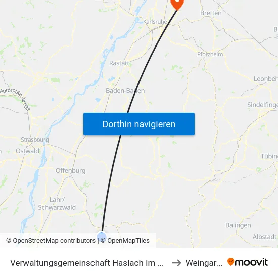 Verwaltungsgemeinschaft Haslach Im Kinzigtal to Weingarten map