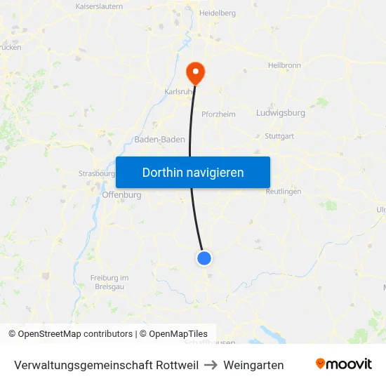 Verwaltungsgemeinschaft Rottweil to Weingarten map