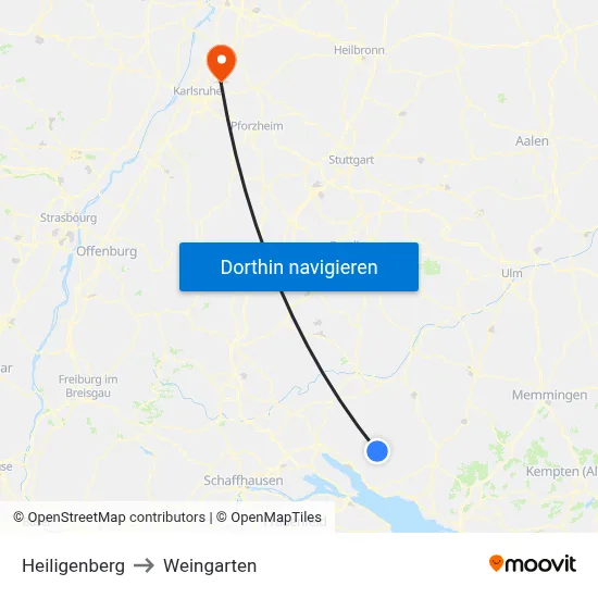 Heiligenberg to Weingarten map