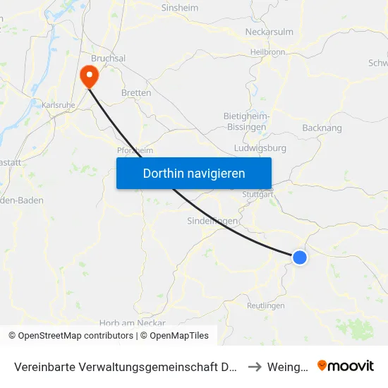 Vereinbarte Verwaltungsgemeinschaft Der Stadt Nürtingen to Weingarten map