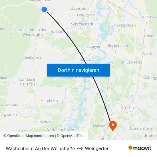 Wachenheim An Der Weinstraße to Weingarten map
