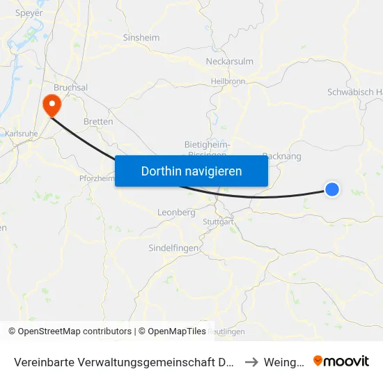 Vereinbarte Verwaltungsgemeinschaft Der Stadt Welzheim to Weingarten map