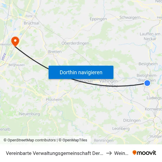 Vereinbarte Verwaltungsgemeinschaft Der Stadt Bietigheim-Bissingen to Weingarten map